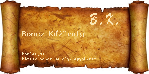 Boncz Károly névjegykártya
